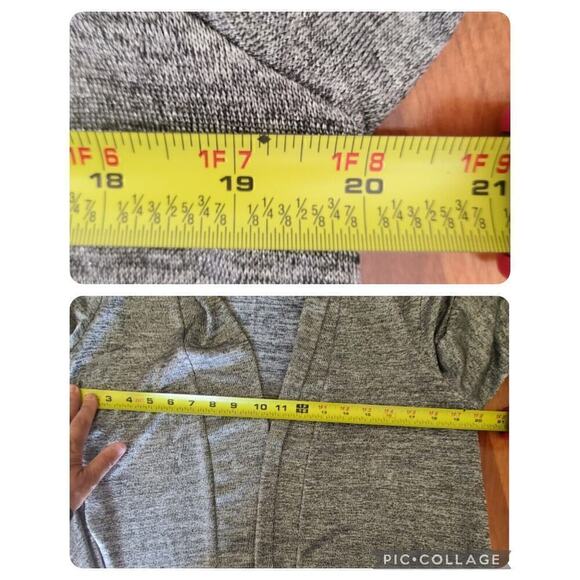 Joseph Ribkoff Long Open Cardigan Tie Waist Ruched Sleeve, Grey/Lurex US 12 - Picture 9 of 11